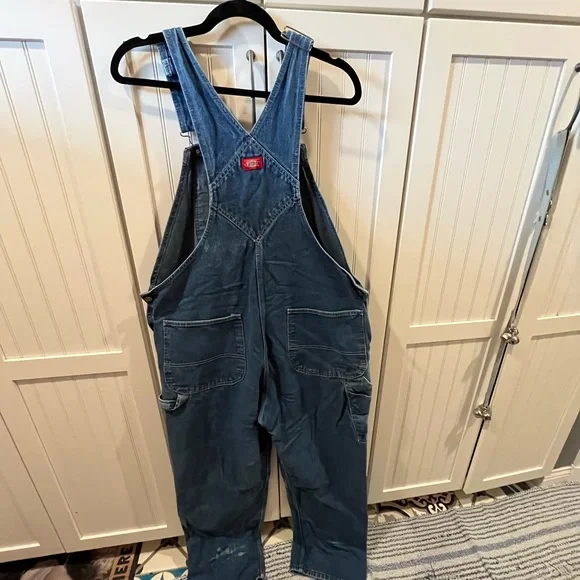Dickies Blue Denim Bib 36x32 Overalls with Brass Hardware - Picture 3 of 11